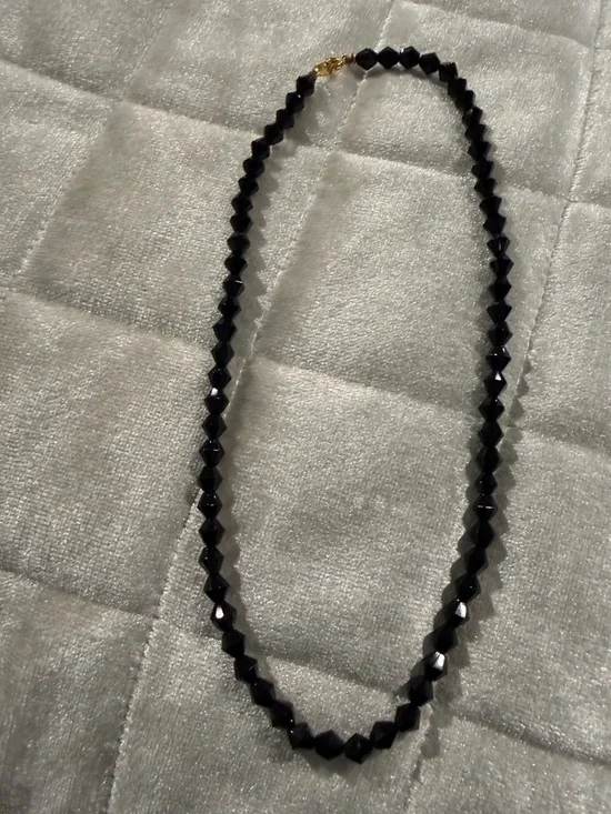 Black Faceted Acrylic Bead Necklace with Gold Clasp - Women Jewelry - Picture 1 of 4